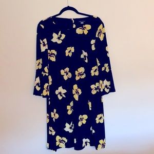 Navy dress with yellow flowers
